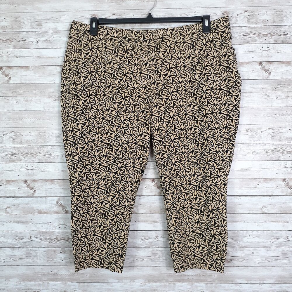 Isaac Mizrahi Womens Stretch Crop Pants Size 24W Petite Pull On Floral NWOT 989